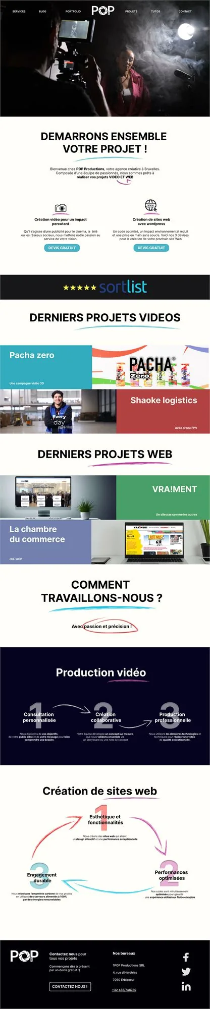 Interface web POP Productions